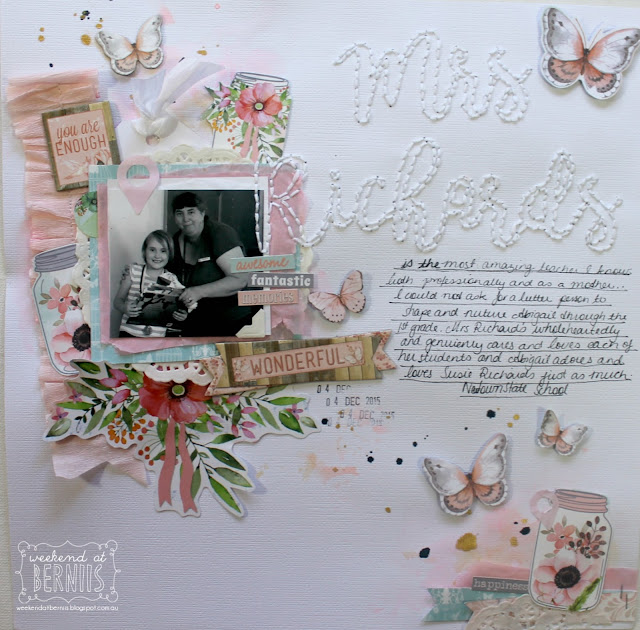 " Mrs Richards" layout by Bernii Miller for BoBunny using the Butterfly Kisses collection. 