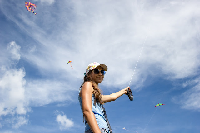 A Girl Floating a Kite to Celebrate Sarigerme Kite Festival