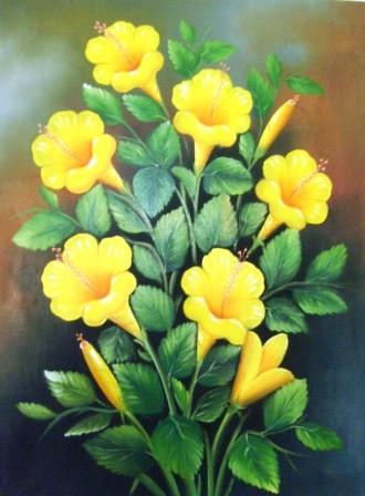  Lukisan  Aliran  Naturalisme  Lukisan  Bunga Sepatu Kuning