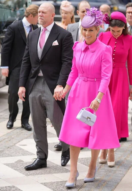 Princess Beatrice's Beulah dress, Princess Eugenie's Emilia Wickstead dress, Countess of Wessex's Suzannah dress, Kate Middleton