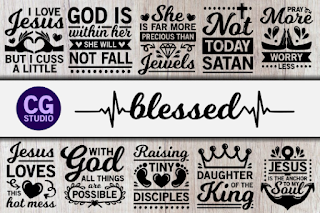 Blessed SVG Bundle, blessed mom svg, christian svg sayings, jesus svg, god svg, not today satan svg, pray svg, pray more worry less svg, dxf