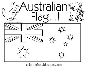Art activities easy image flag of Australia printable Australian colouring pages for kids with words