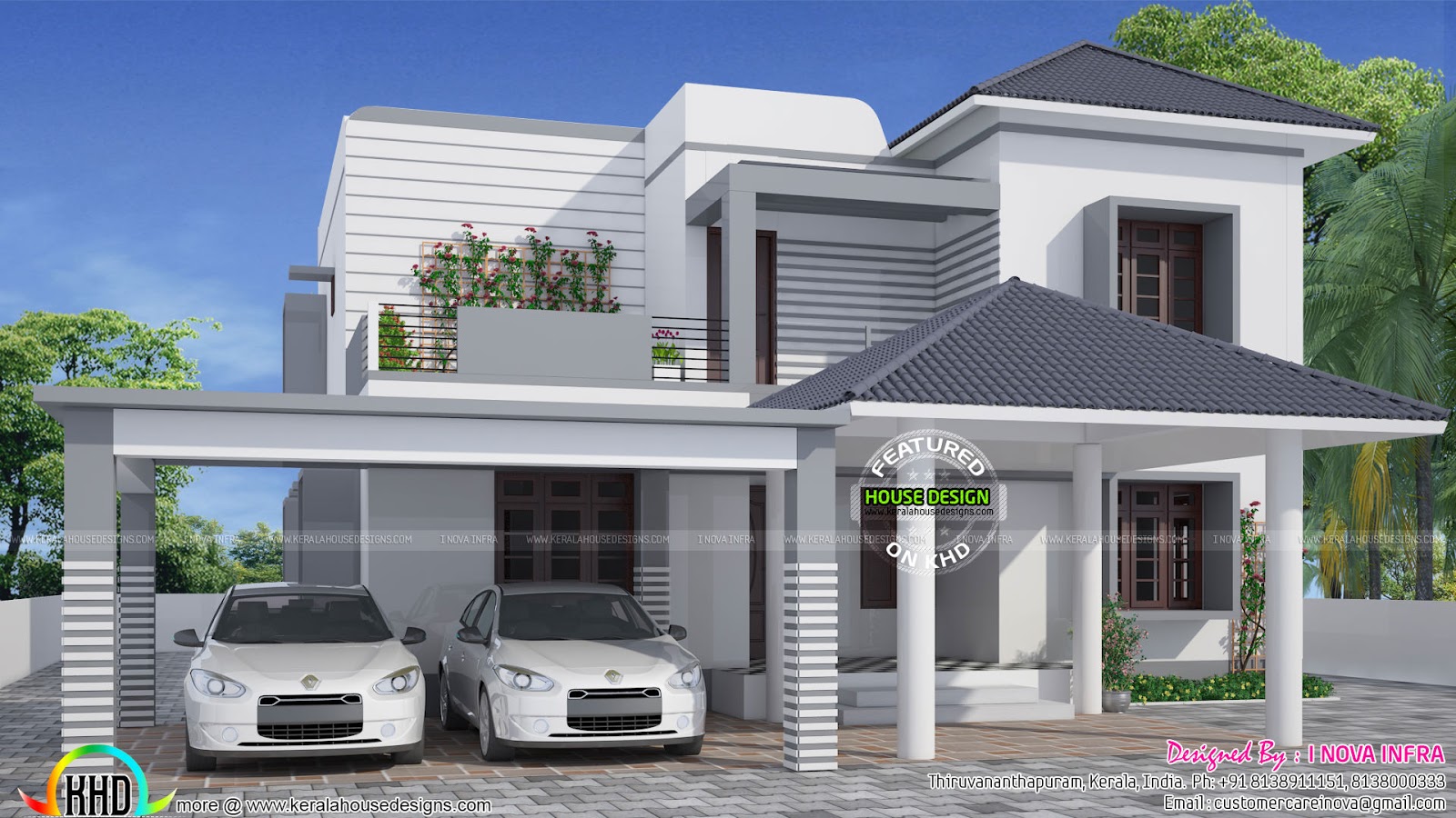 Simple and elegant modern house  Kerala home design and floor plans