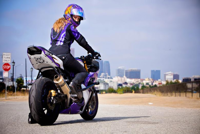 Bold Beautiful Biker Babe Is the best way to describe Stunt Rider Leah Peterson