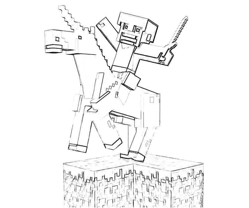 Printable Minecraft Character Action Coloring Pages title=