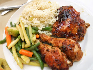 teriyaki chicken with rice and vegetables from the Conagra Cafe in Lauritzen Gardens