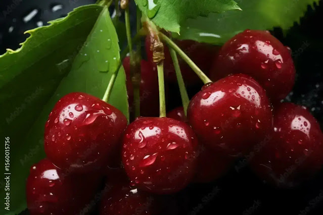 Fresh cherries on the tree
