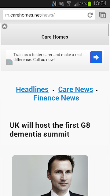 Screen shot of our mobile news headline page.