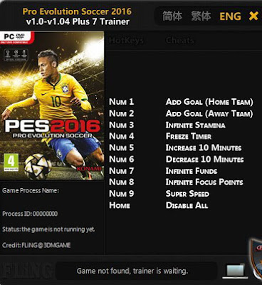 PES 2016 Trainer / Trainer (+7) [1.0 - 1.04] by FLiNG