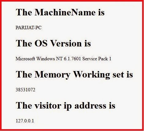 Asp.net code for get the computer's name,OSVersion,Memory Working set