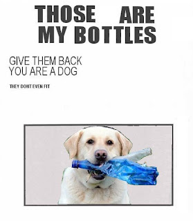 Those are my bottles.  Give them back you are a dog.  They don't even fit.