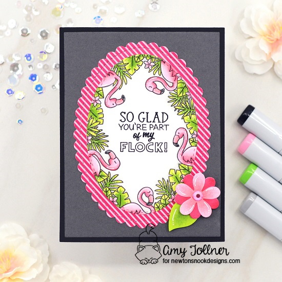 So glad you're part of my flock by Amy features Flamingo Oval, Summertime, Oval Frames, Slimline Frames & Portholes by Newton's Nook Designs;#inkypaws, #newtonsnook, #flamingocards, #summercards