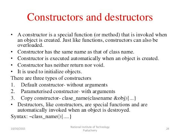 Constructor and De-constructor