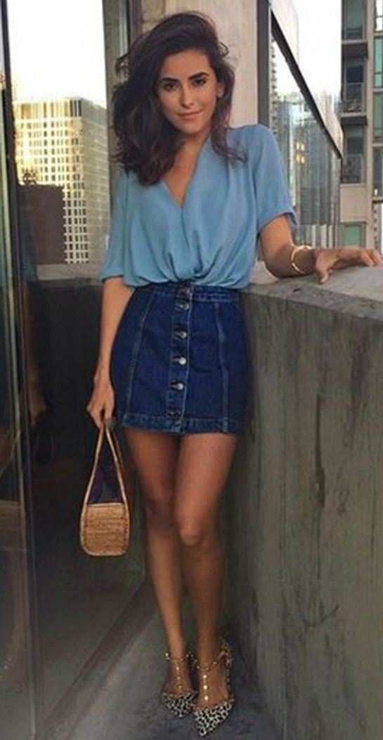 outfit of the day / t-shirt + bag + flats + denim skirt