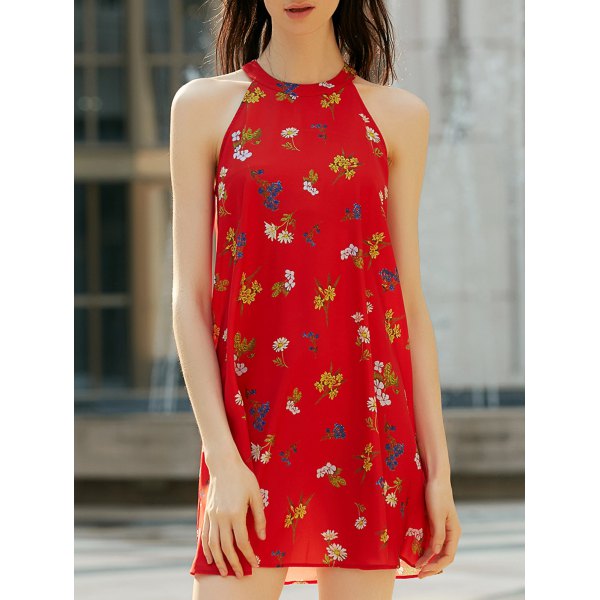 Vestido vermelho com Estampa Floral