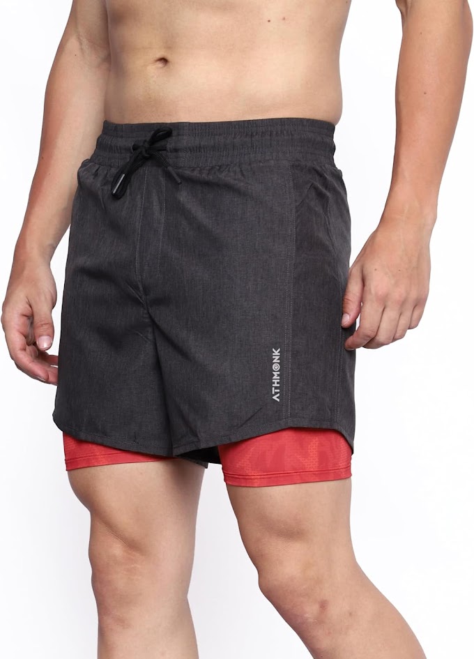 Rapid Dry 2 in 1 Hybrid Running Shorts for Men with Hidden Phone Zipper Pocket, Printed Liner - for Sports Gym Workout Long Distance - 7 inch Inseam Anti Chafing