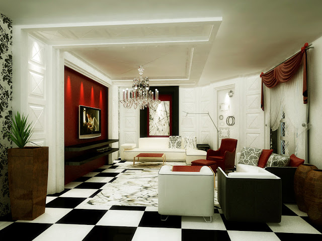 red black and white living room decorating ideas
