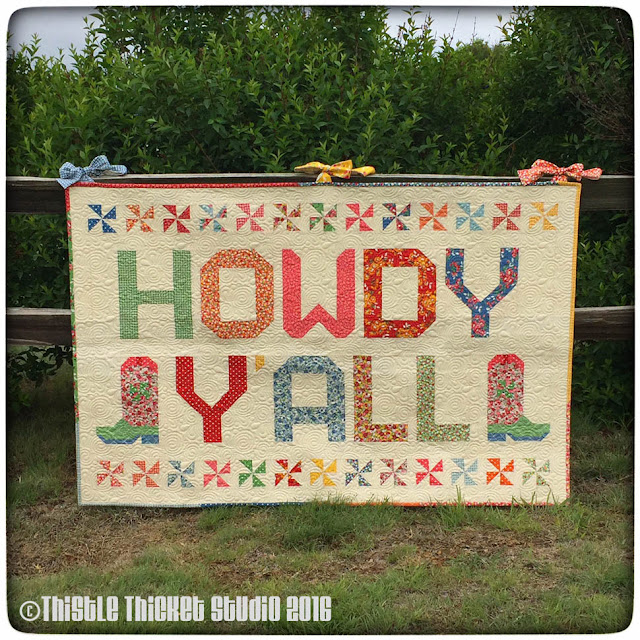 Howdy Y'all Quilt, Thistle Thicket Studio, Moda Bake Shop, cowboy boot block, quilts, quilting