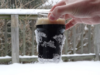 Milk Stout - With snow on glass