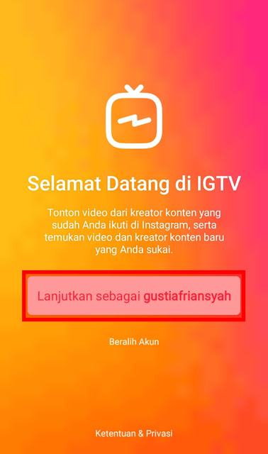 Ketuk Menu Add IGTV