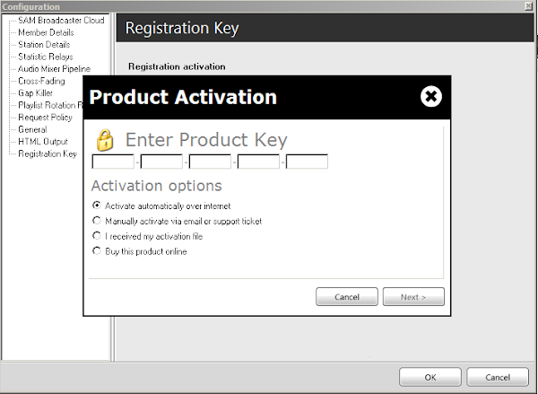 SAM Broadcaster Activation