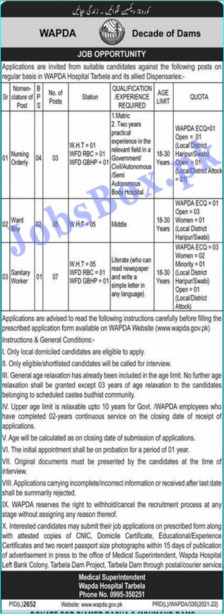 Wapda Hospital Jobs Application Form 2022 APPLY