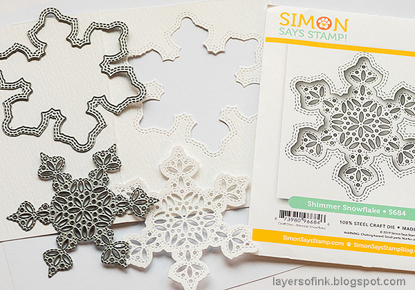 Layers of ink - Snowflake Shaker Card Tutorial by Anna-Karin Evaldsson. Die cut the snowflake.