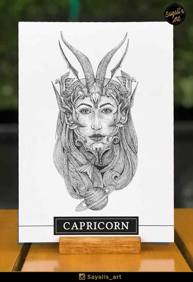 10-Capricorn-Zodiac-Stippling-Drawing-Sayali-Horambe-www-designstack-co