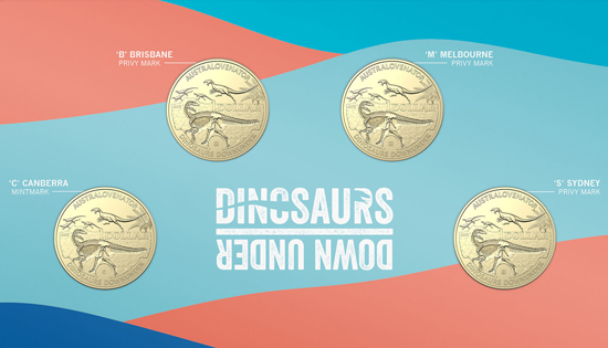 Australia 1 dollar 2022 - Dinosaurs Down Under - SET