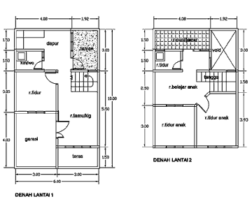 Desain Rumah Minimalis 6X10 2 Kamar - NEW DENAH RUMAH UKURAN 6X10 KAMAR 3 - 1,92 m³ maka, pasir = 2/6 x 1,92 m³ = 0,64 m³.