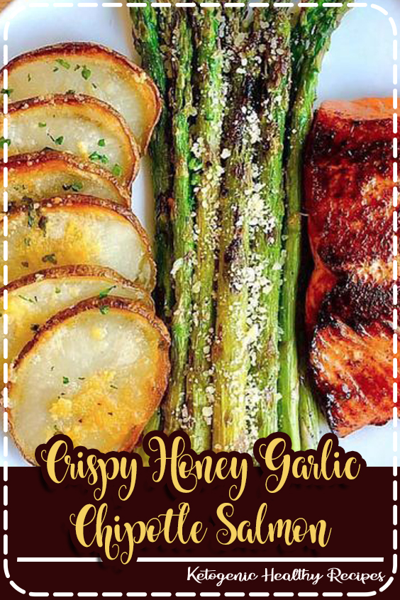 Crispy Honey Garlic Chipotle Salmon. #healthy #recipe #breakfast #brunch #potato #asparagus #salmon #honey #recipes