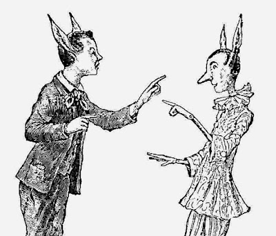 Long eared people from the original Italian Pinnocchio story: Pinocchio and Candlewick turn into donkeys.