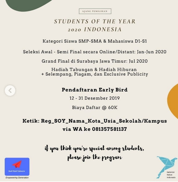 Pemilihan Student of the Year 2020