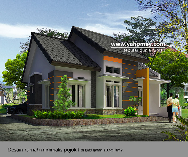 Desain Rumah Minimalis Pojok dilahan 10,6x14m2 (free 