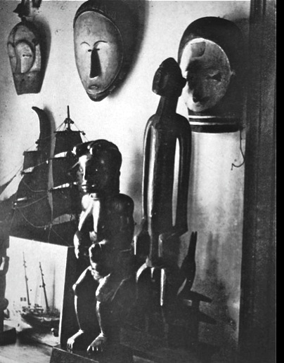 studio of André Derain, Paris studio of André Derain, Paris studio of André Derain, 1912, 1913, African masks, African sculptures, African art, studio art