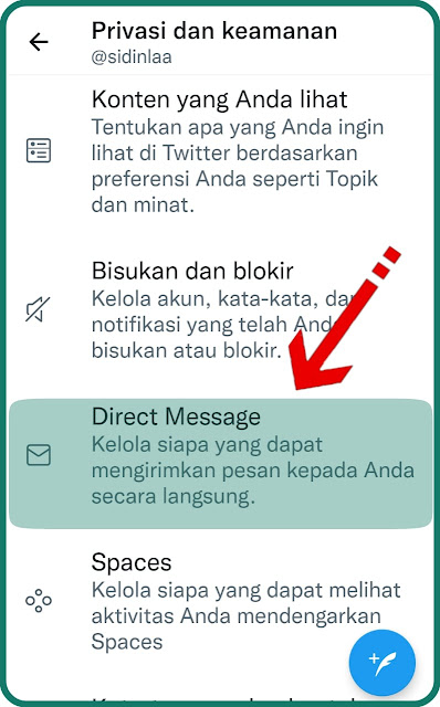 buka DM twitter