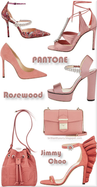 ♦Pantone Fashion Color Rosewood by Jimmy Choo #pantone #pink #shoes #bags #jimmychoo #brilliantluxury