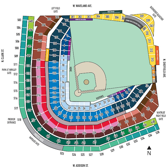 Wrigley Field Seating Chart with Seat Numbers