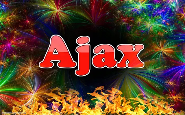 Unieke Ajax wallpaper met tekst en logo.