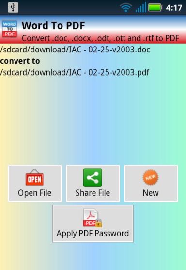 Free Word to PDF converter app for Android