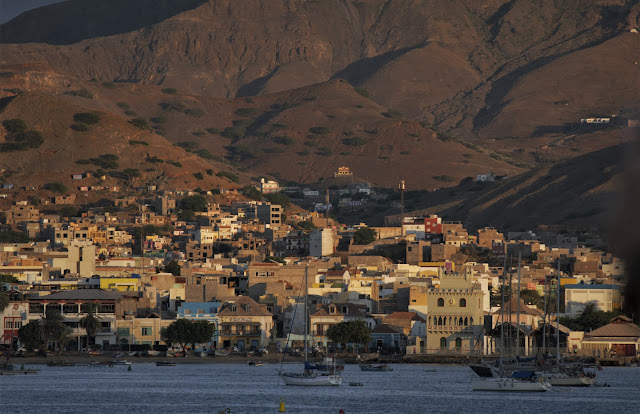 Mindelo, Sao Vicente, Cabo Verde as seen from the ferry