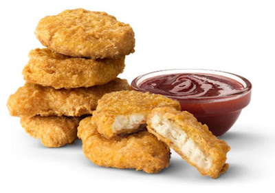 A 6-piece order of Chicken McNuggets with barbecue dipping sauce.