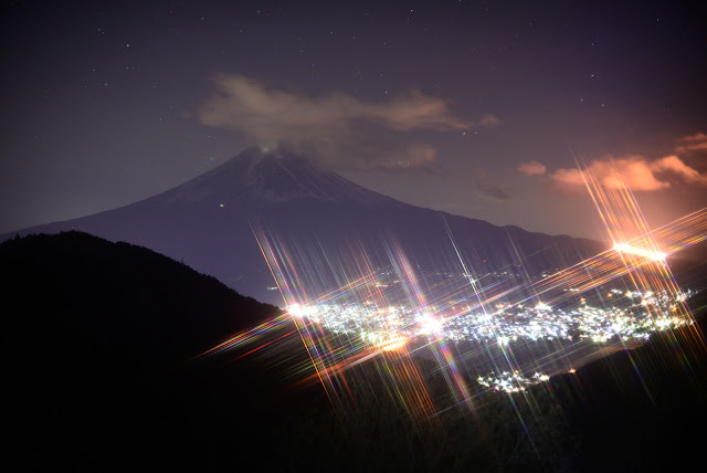 天下茶屋 富士山 夜景 クロススクリーンフィルター