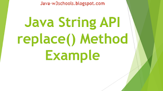 Java String API replace() Method Example