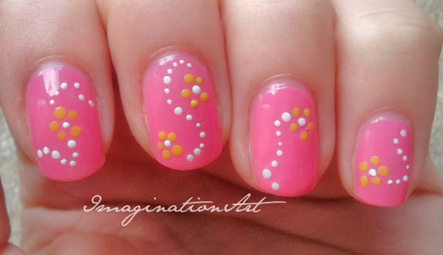 nail art easy facile pois pallini rosa pink fiori flower