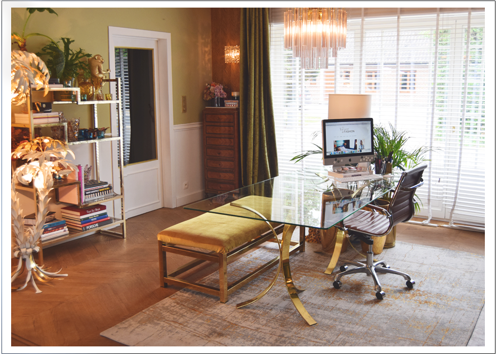 Interior, ARTE, Onlinetapijten, A La Collection, Farrow&Ball, office, desk, eclectic, hollywood glam, colorful