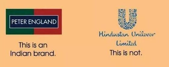 'Peter England' - an Indian brand name, 'Hindustan Unilever Ltd' - a foreign brand name.
