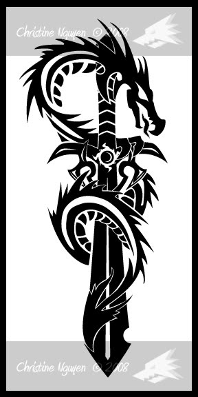 Tribal Dragon And Sword Tattoo By Fenrir66 114 Comments