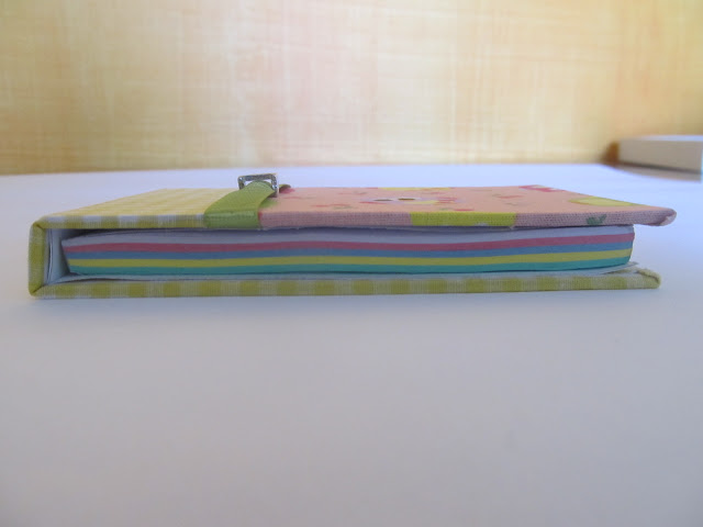 bloquinho de anotação, encadernação com tecido, scrapbook