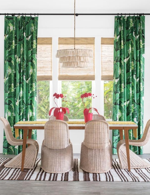 Tropical Palm Leaves Curtain Panels
